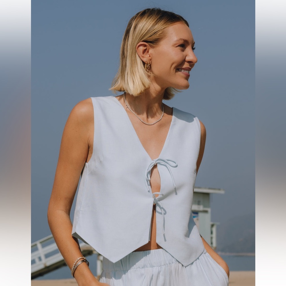 NWT Daily Drills Linen Resort SET Blue M/L